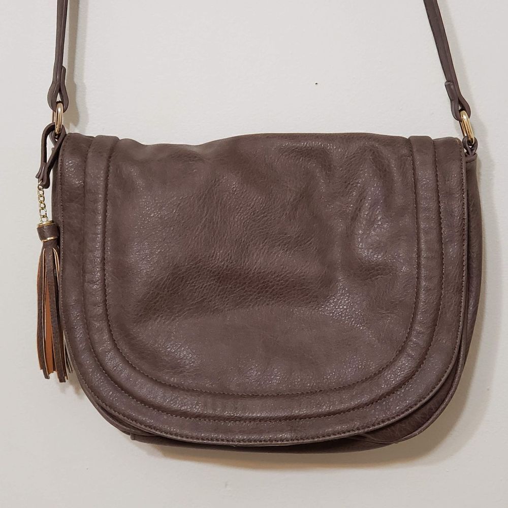 Amelie Galante Taupe Cross Body Tassle Bag